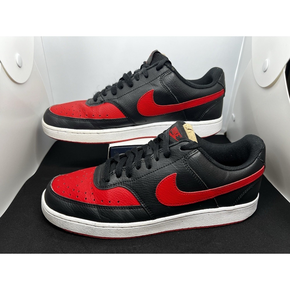 Pre-owned: Nike Court Vision Low Black Red FJ0685-010 Men's Sz 10